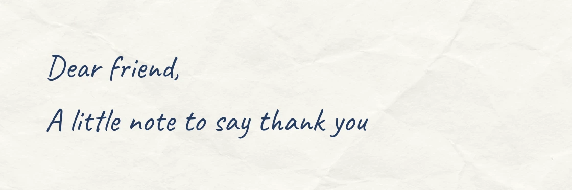 Crumpled handwriting paper at 50 percent intensity behind the same Caveat message
