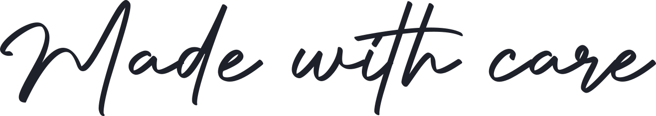 Made with care in Authentic lettering as an image for a gift label
