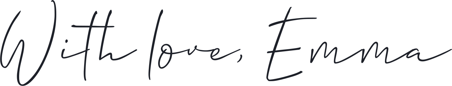 With love in Allison calligraphy as an image for a postcard sign-off