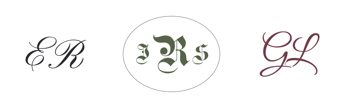 Flowing script, gothic initials, and restrained interlocking letters