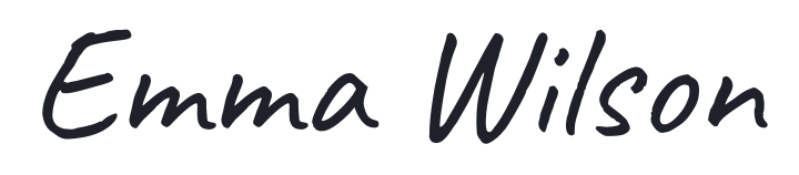 Emma Wilson rendered in Caveat, a relaxed handwritten style