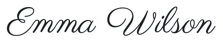 Emma Wilson rendered in Parisienne cursive lettering