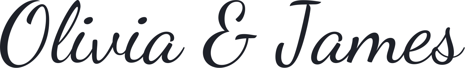 Olivia & James in Dancing Script calligraphy for a wedding invitation