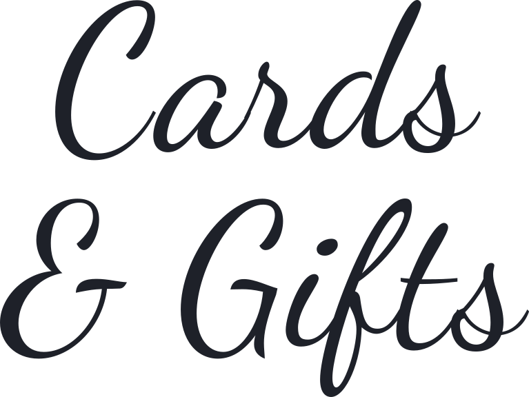 Cards & Gifts on two lines in Dancing Script on two lines for a wedding table sign