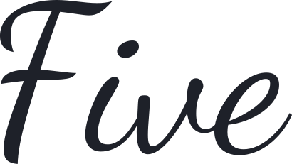 Five in Dancing Script lettering for a wedding table sign