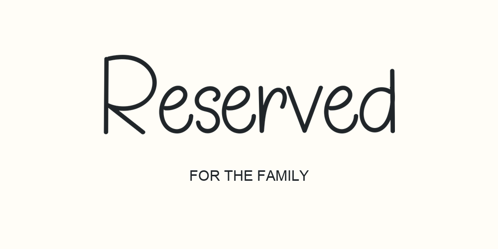 Reserved wedding table card with Mandala Wedding 2 lettering and Arial supporting text