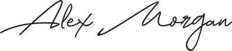 Alex Morgan handwritten signature in Agustina font