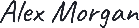 Alex Morgan handwritten signature in Caveat font