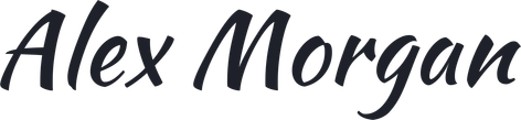 Alex Morgan handwritten signature in Kaushan Script font